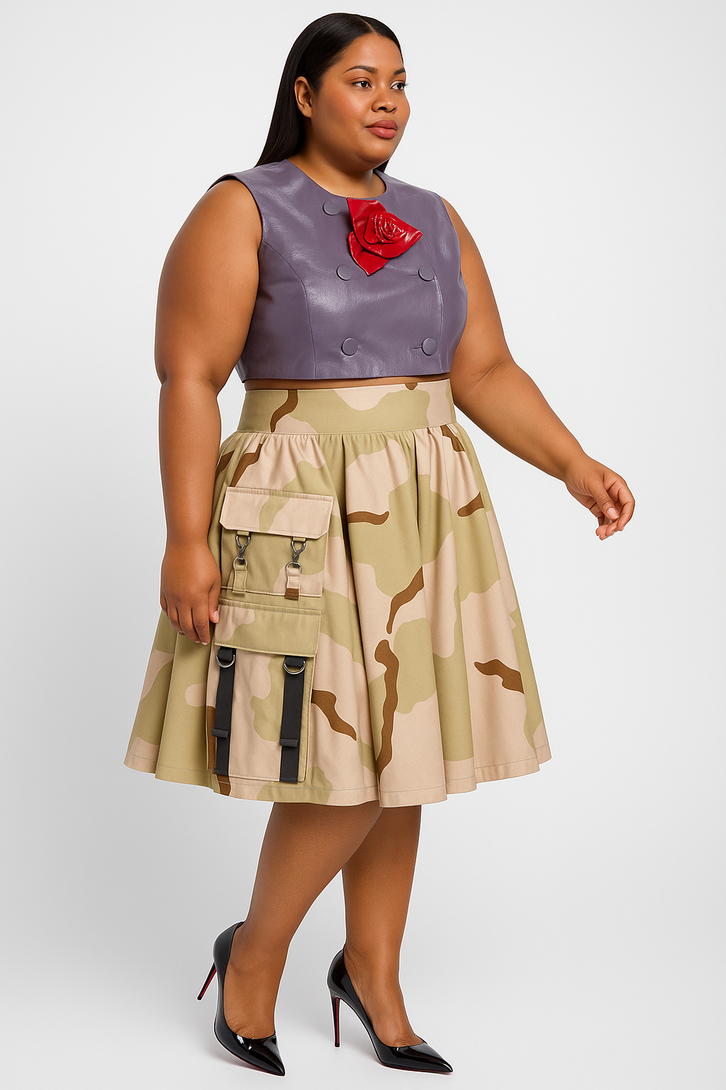 Double Cargo Camo Skirt