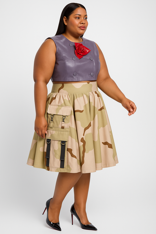 Double Cargo Camo Skirt
