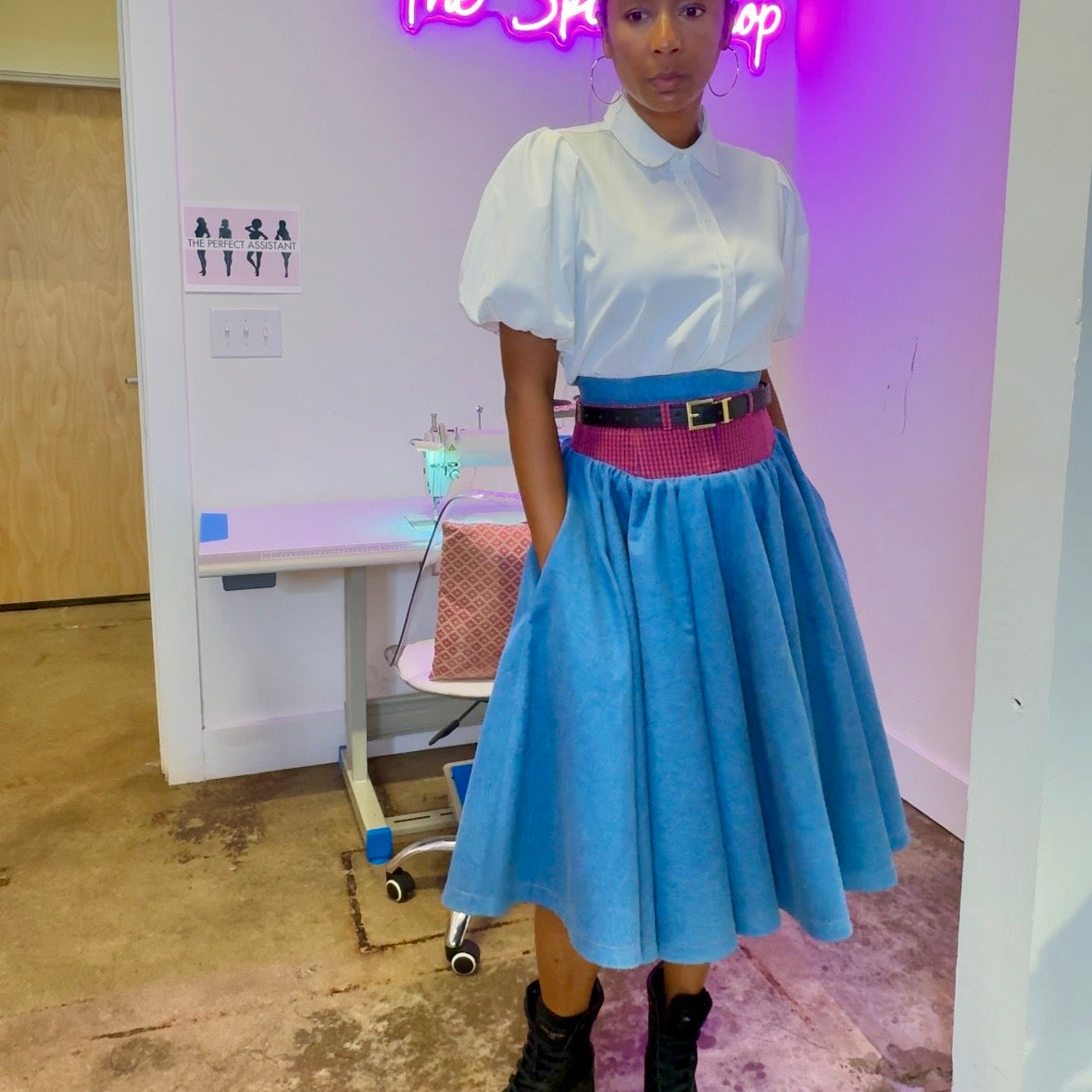 Double Waisted Denim Skirt