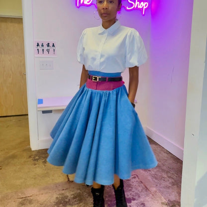 Double Waisted Denim Skirt