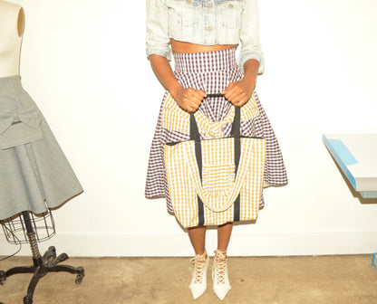 Mixed Gingham A-Line Shirt Skirt