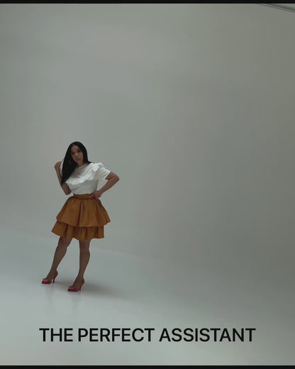 Sculpting Tiered Twill Skirt